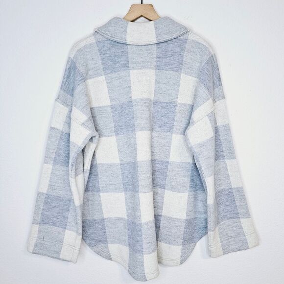 New! Madewell Boiled Wool Half-Zip Popover Sweater Buffalo Check Shacket Jacket - Picture 5 of 14